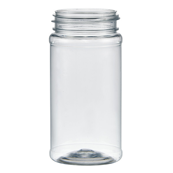 Empty 200ml clear PET spice jar with 53mm neck