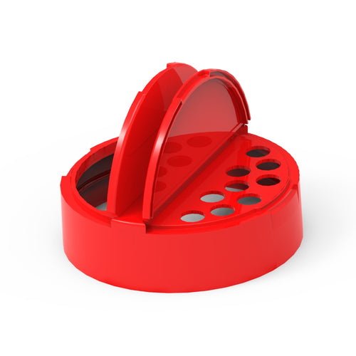 350ml PET Plastic Spice Jar & 63mm IHS Red Flapper Cap - Pack of 50